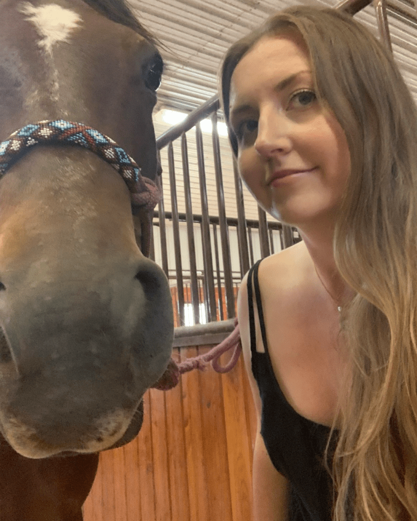Caroline Green Poses with Marty the American Quarter Horse