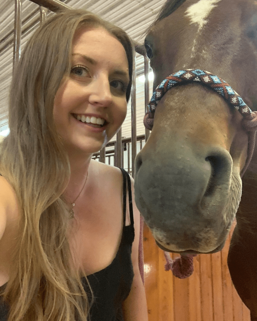 Caroline Green Poses with Marty the American Quarter Horse