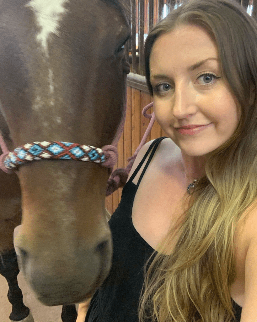 Caroline Green Poses with Marty the American Quarter Horse